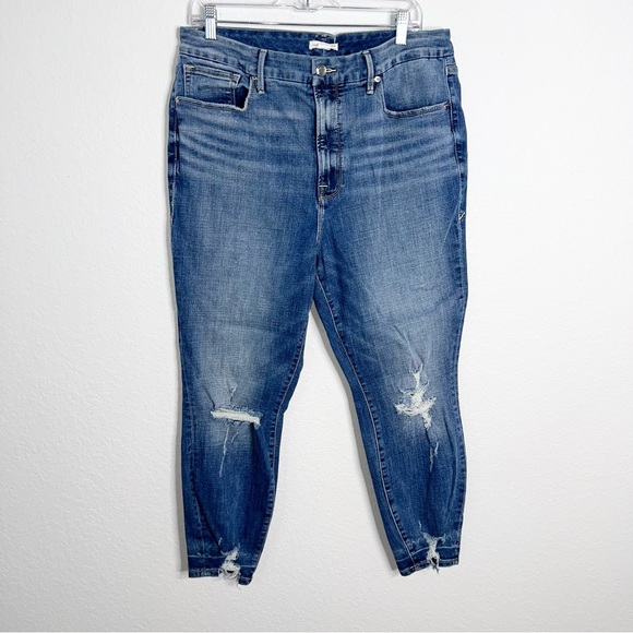 Good American Skinny Jeans Women’s 16 Distressed  High Rise Stretch G - Picture 1 of 7